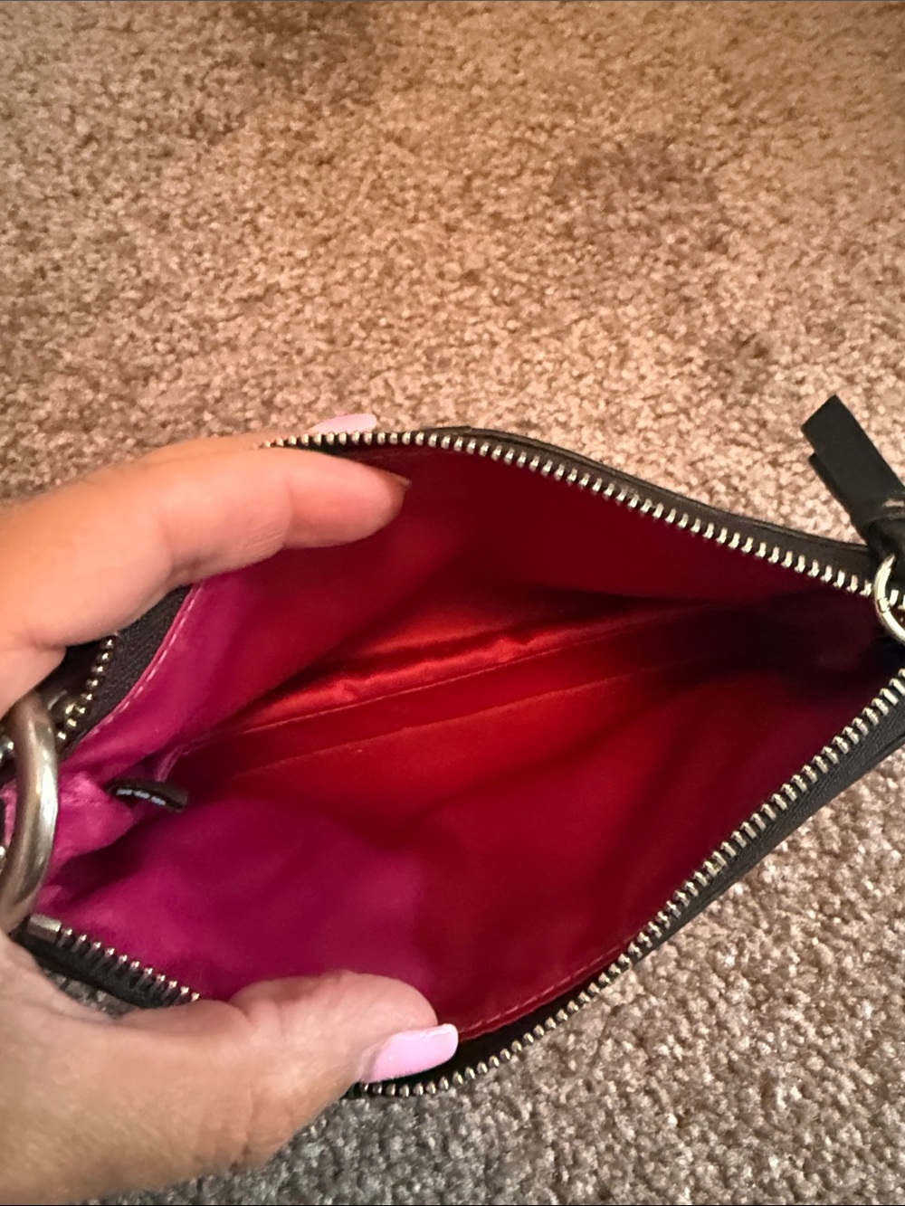 Coach Black Leather Wristlet Clutch with Tan Strap - Picture 3 of 3